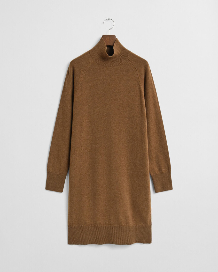 gestricktes kleid aus superfeiner lammwolle – warmes khaki