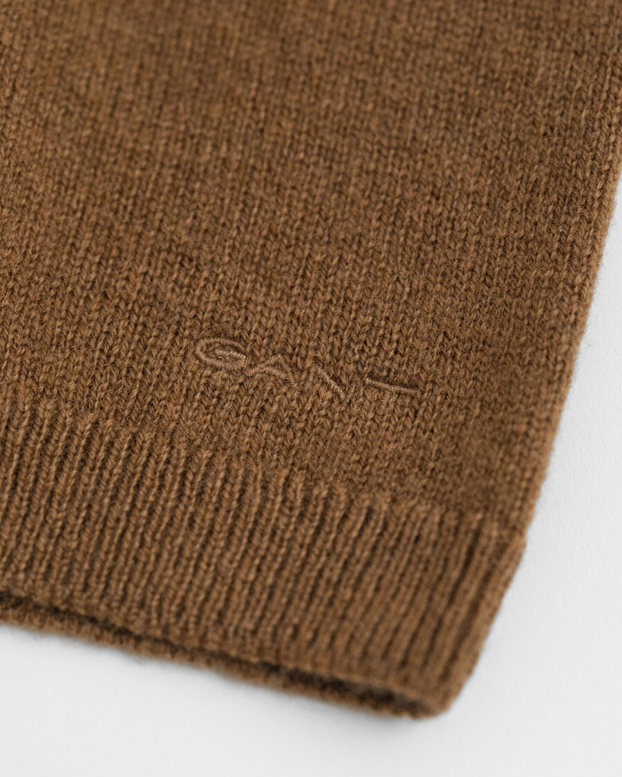 feiner lammwollpullover mit kurzen Ärmeln und rundhalsausschnitt – warmes khaki