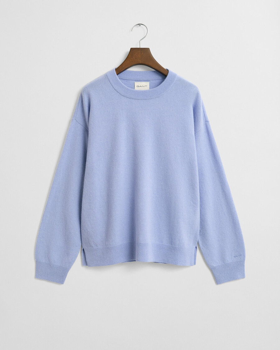 superfeiner lammwollpullover mit rundhalsausschnitt – clear sky