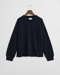 superfeiner lammwollpullover mit rundhalsausschnitt – abendblau