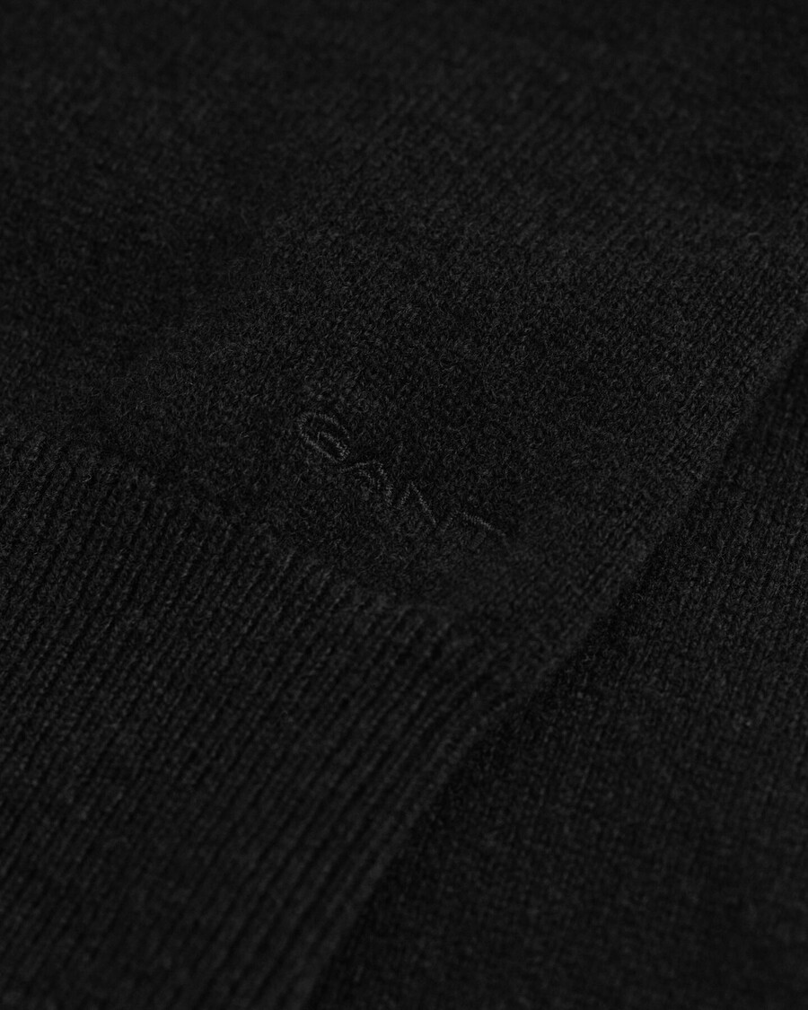 superfeiner lammwollpullover mit rundhalsausschnitt – schwarz