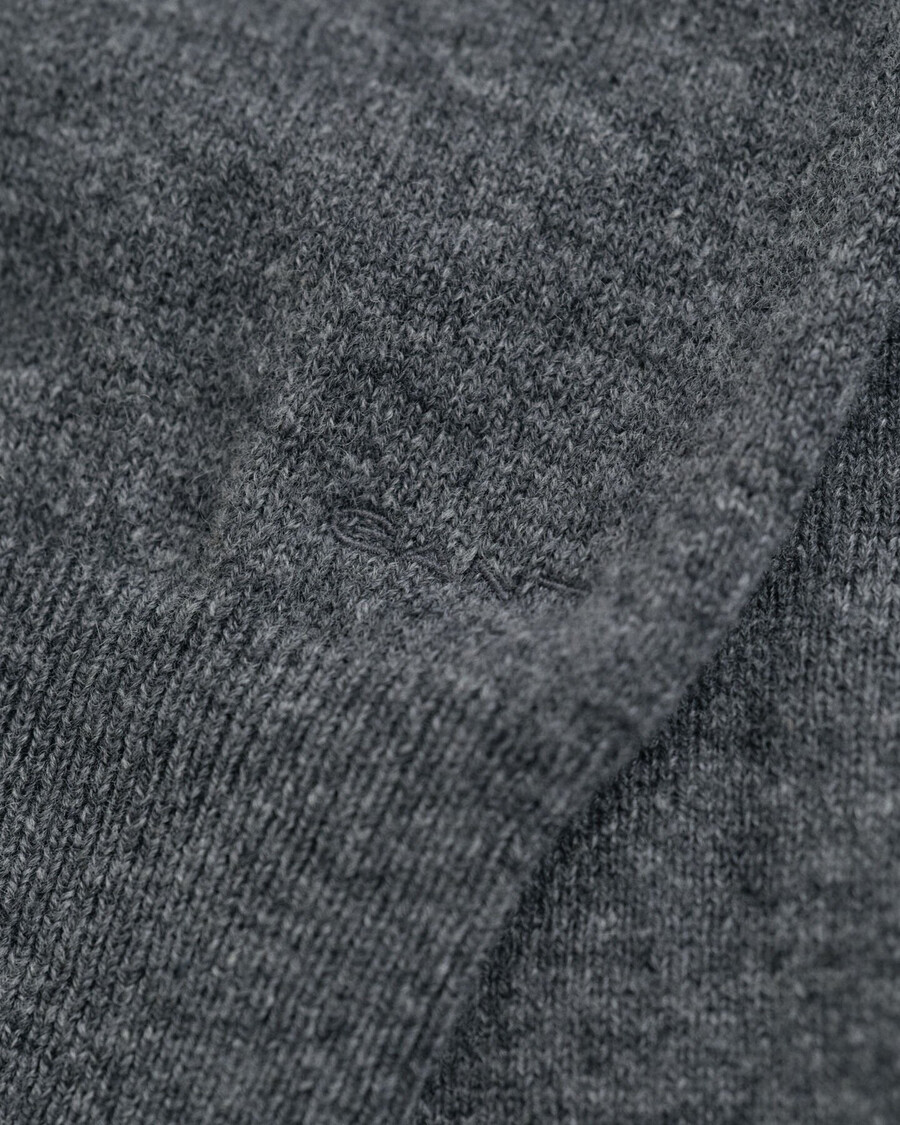 superfeiner lammwollpullover mit rundhalsausschnitt – anthrazitmeliert
