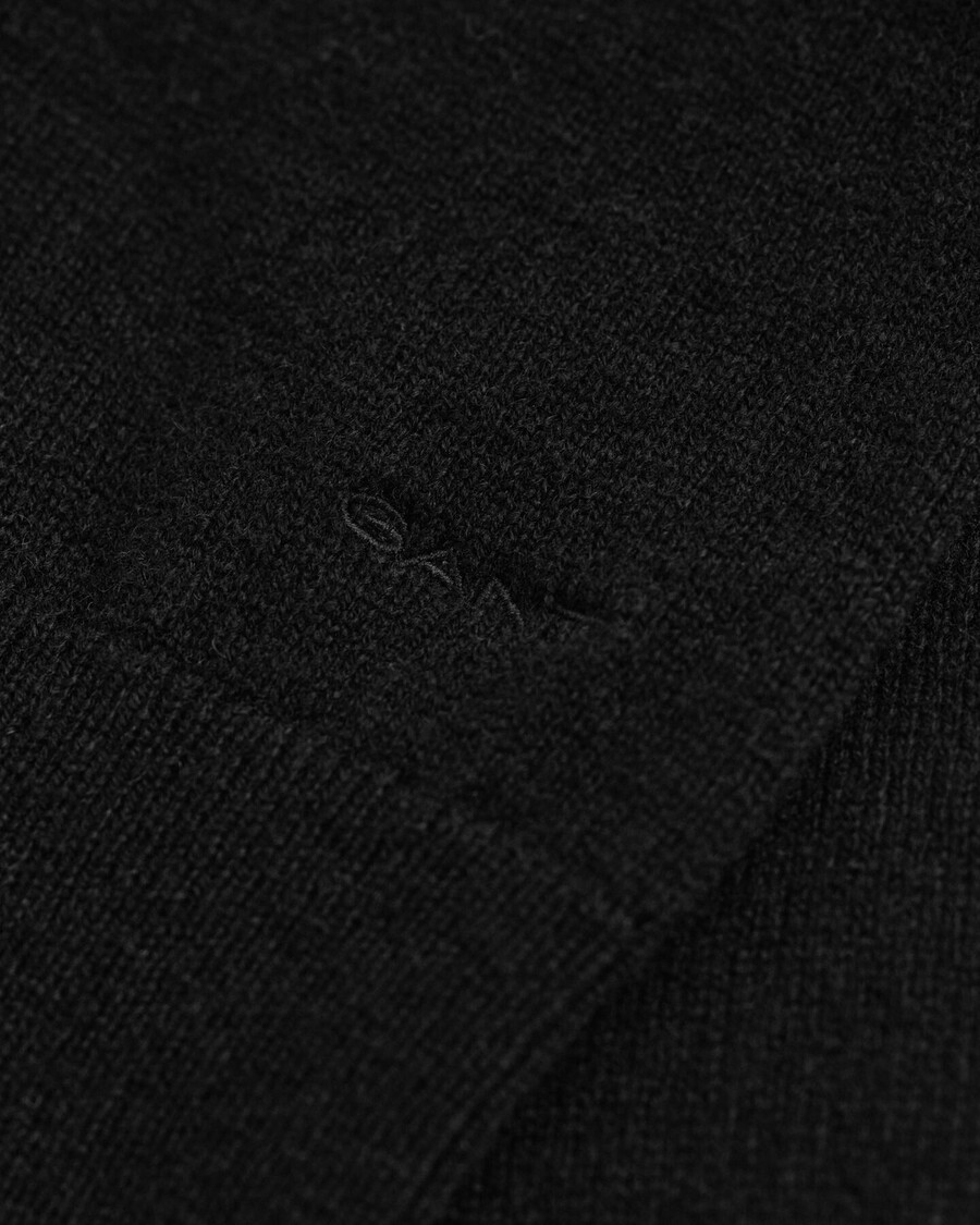 feinste lammwoll-strickjacke – schwarz