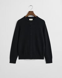 feinste lammwoll-strickjacke – schwarz