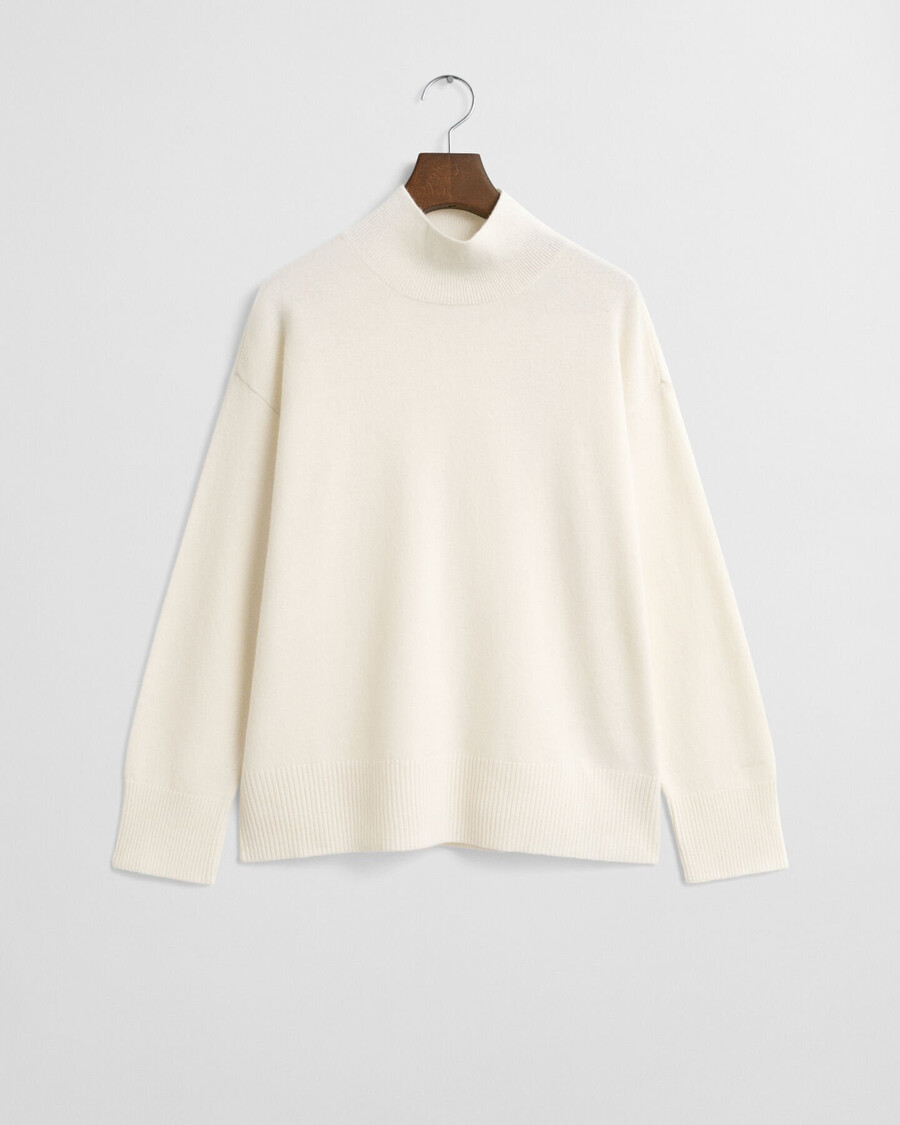 superfeiner rollkragenpullover aus lammwolle – creme