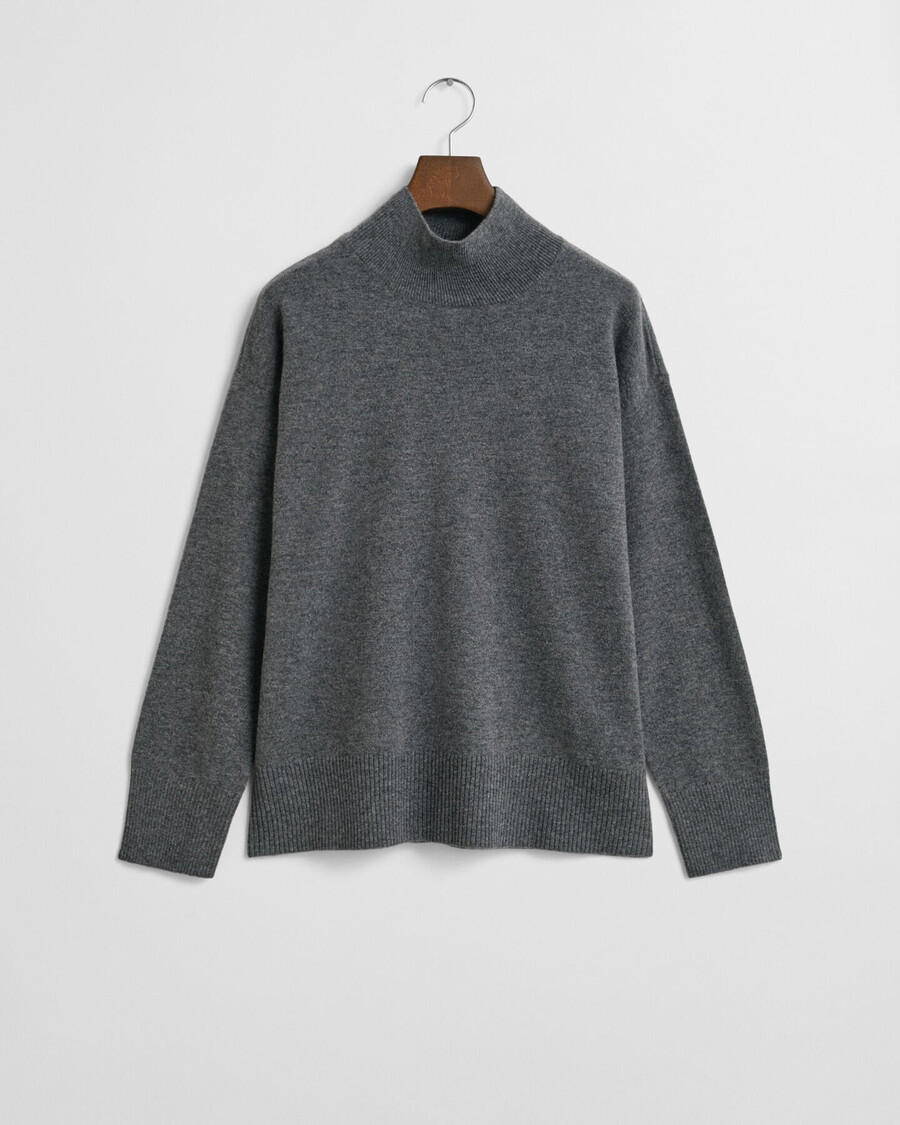 superfeiner rollkragenpullover aus lammwolle – anthrazitmeliert