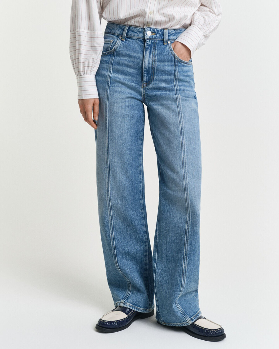 relaxed fit jeans mit gerader naht – mittelblau archiv