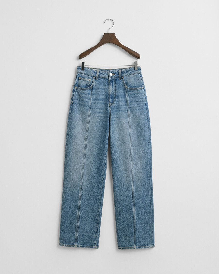 relaxed fit jeans mit gerader naht – mittelblau archiv