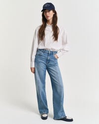 relaxed fit jeans mit gerader naht – mittelblau archiv