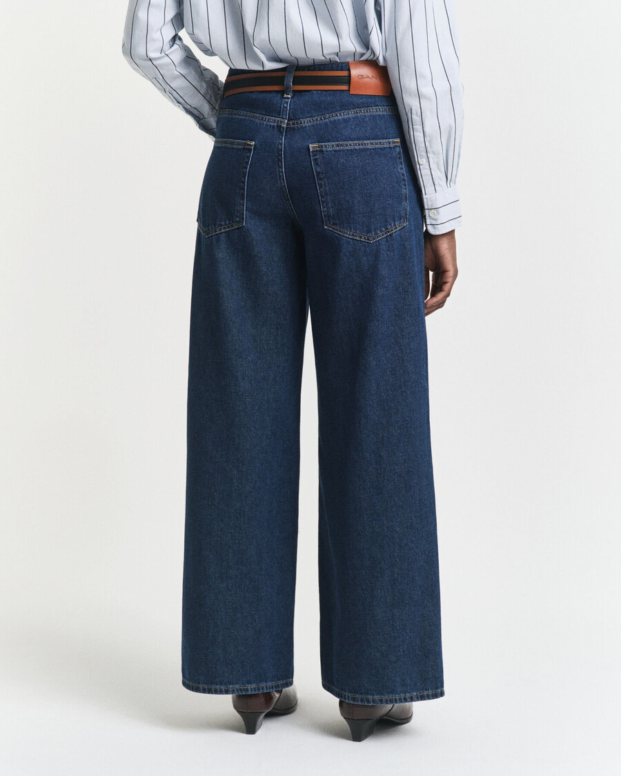 lowrise wide leg jeans - dunkelblau used-look