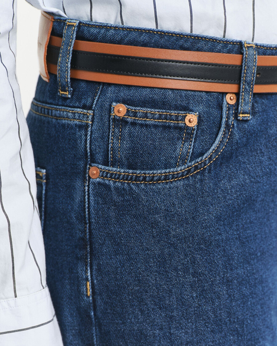 lowrise wide leg jeans - dunkelblau used-look