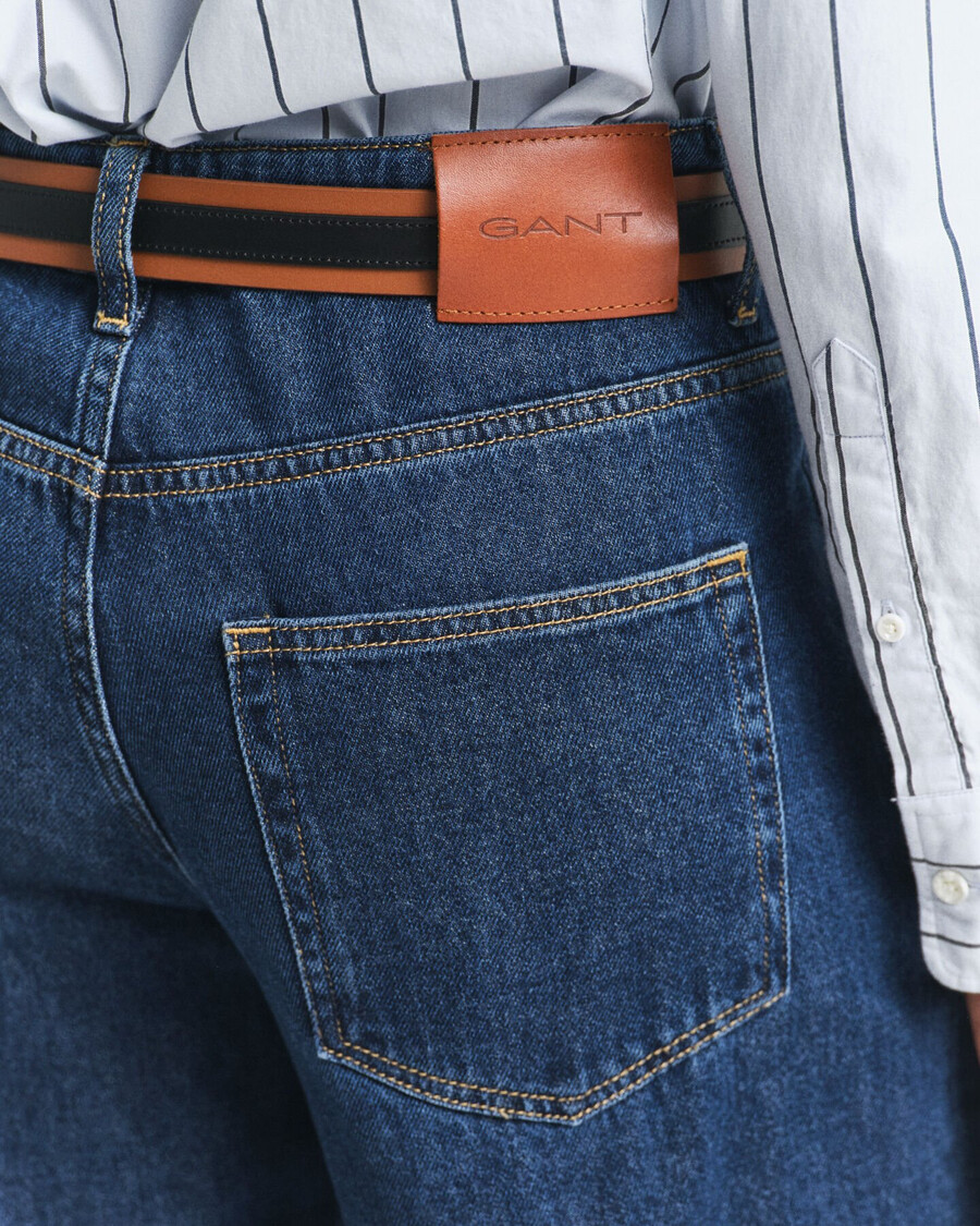 lowrise wide leg jeans - dunkelblau used-look