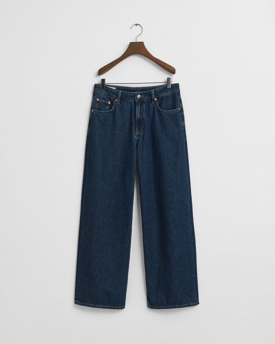 lowrise wide leg jeans - dunkelblau used-look