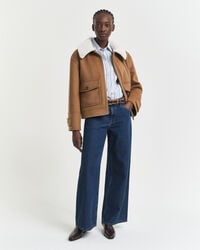 lowrise wide leg jeans - dunkelblau used-look