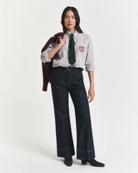weit ausgestellte taillierte jeans – dunkelblau