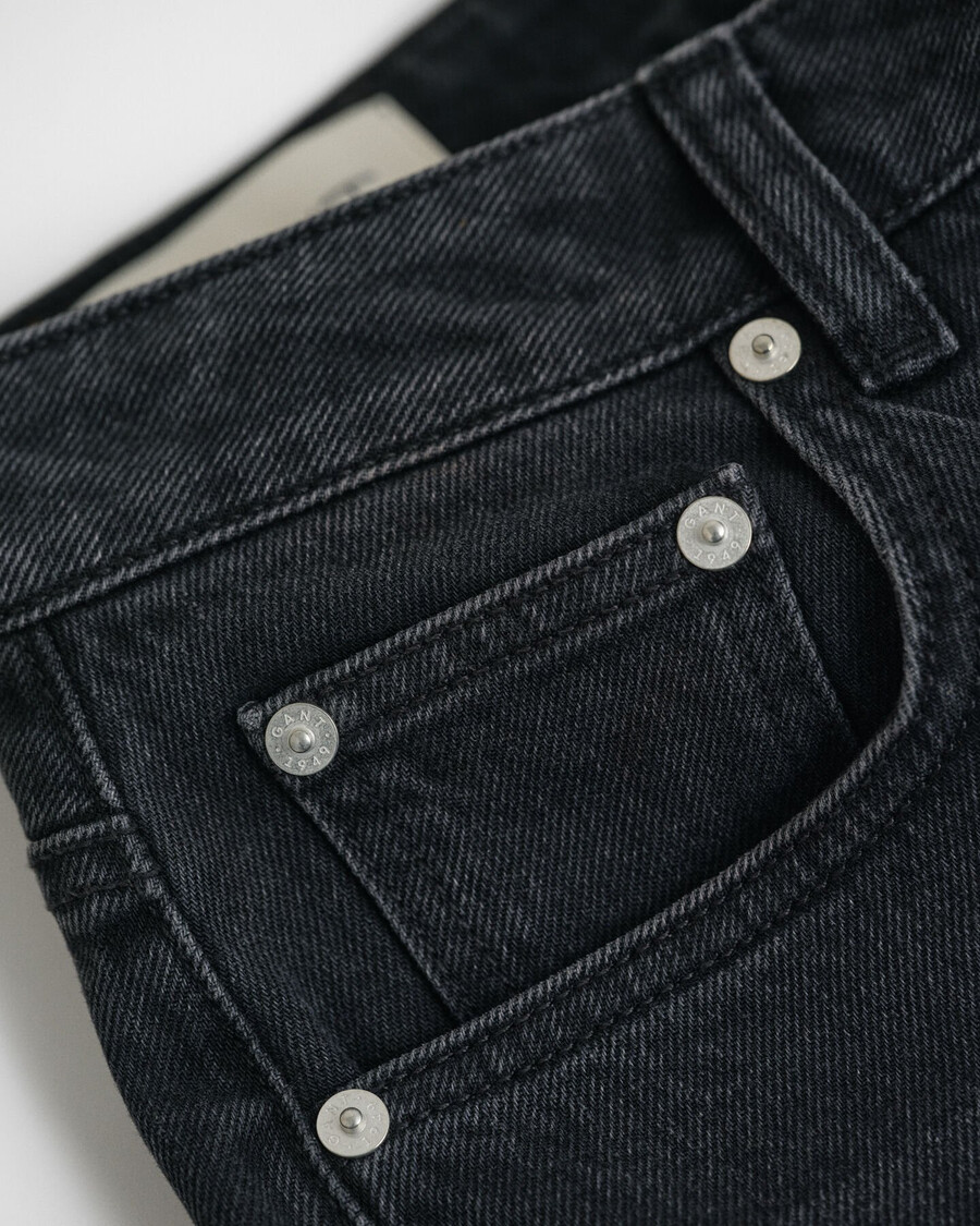 cropped straight leg stretch jeans - schwarz used