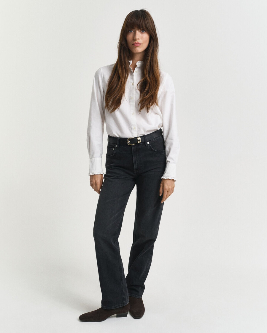 straight leg stretch jeans - schwarz used-look