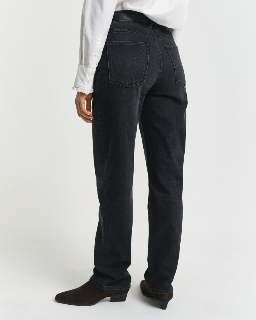 straight leg stretch jeans - schwarz used-look