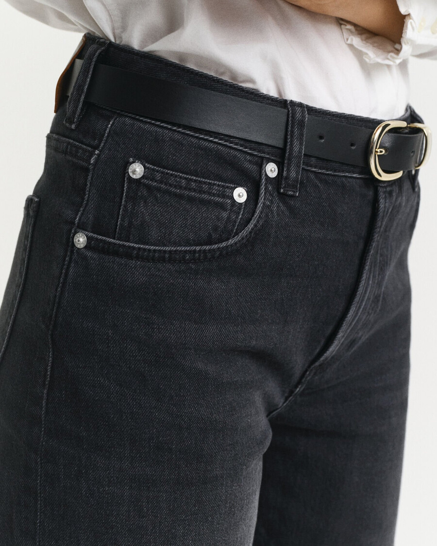 straight leg stretch jeans - schwarz used-look