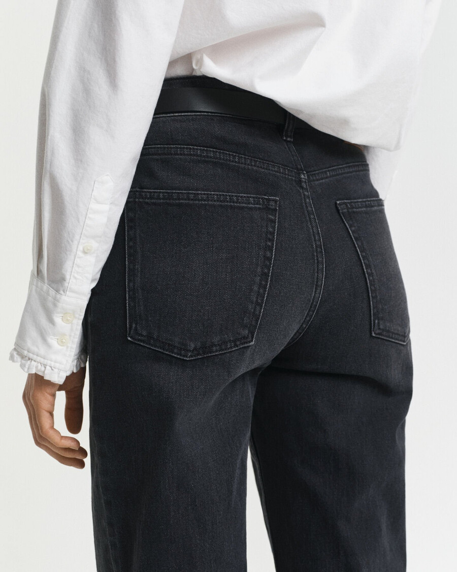 straight leg stretch jeans - schwarz used-look