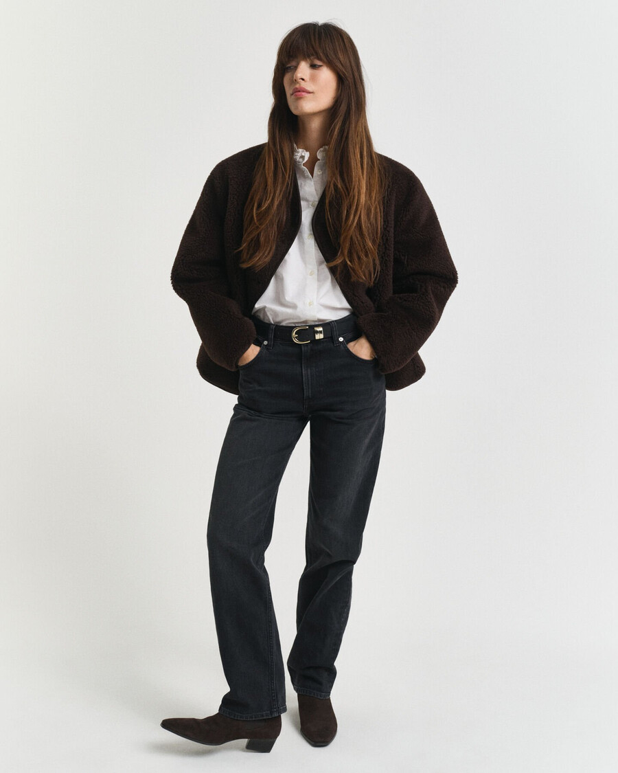 straight leg stretch jeans - schwarz used-look