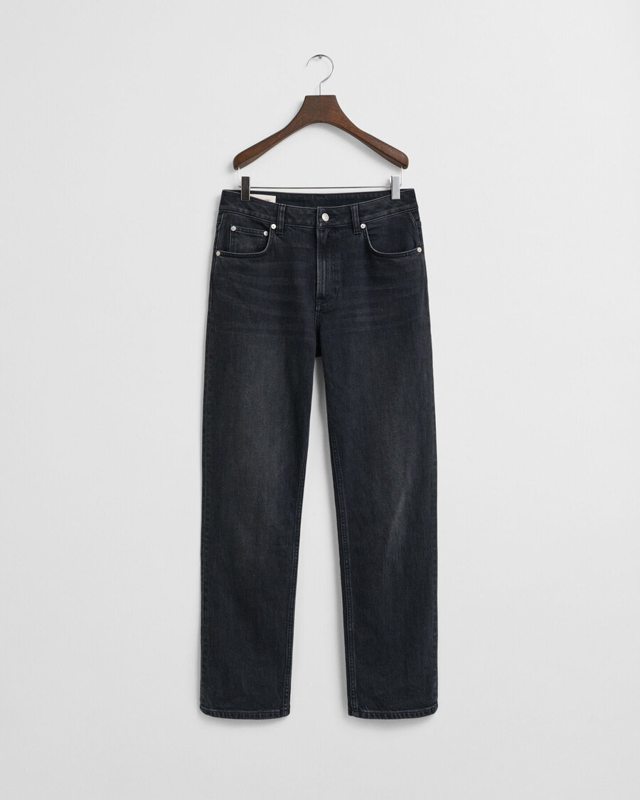 straight leg stretch jeans - schwarz used-look