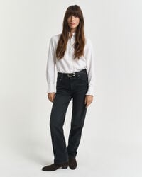 straight leg stretch jeans - schwarz used-look