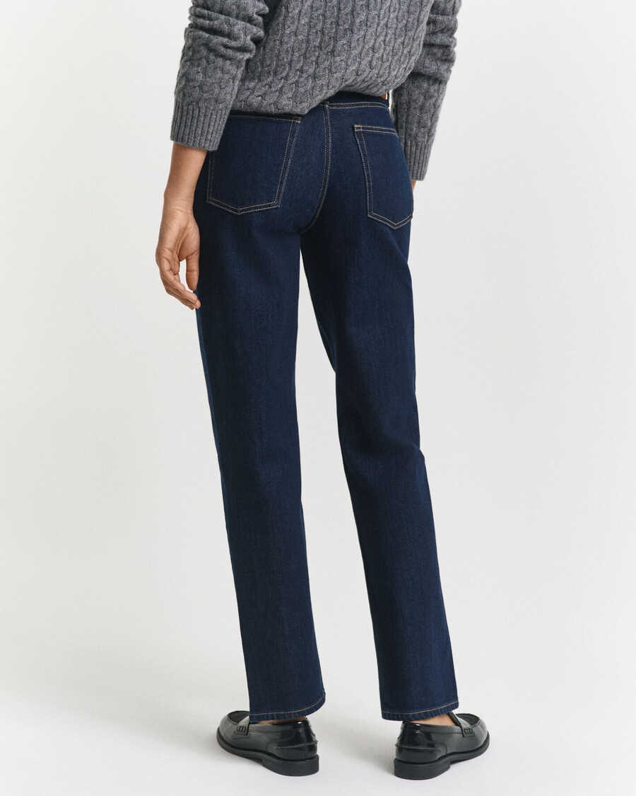 stretch-jeans mit geradem bein – dunkelblau