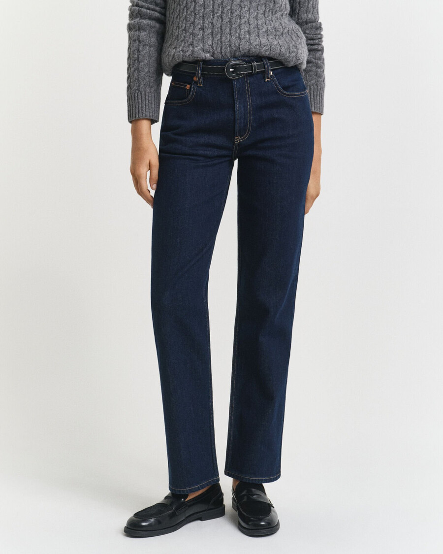 stretch-jeans mit geradem bein – dunkelblau