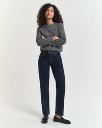 stretch-jeans mit geradem bein – dunkelblau