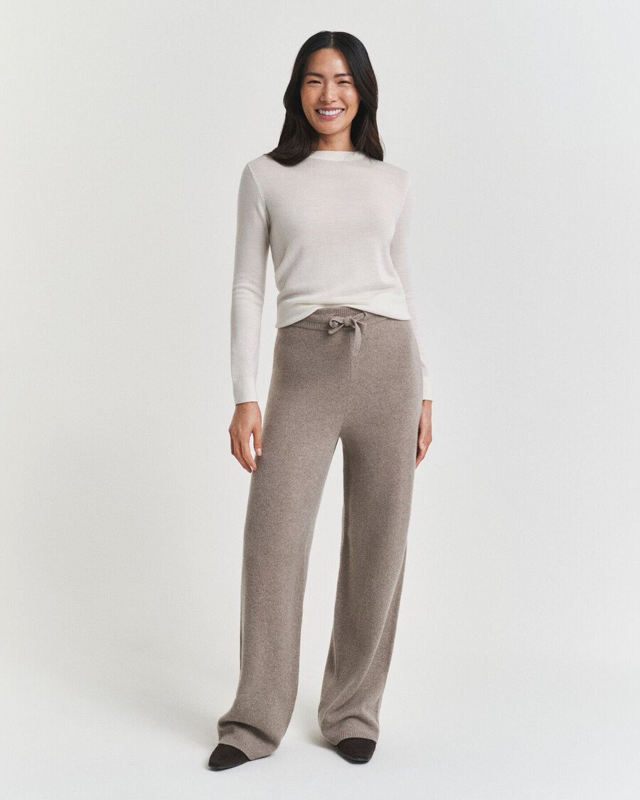 gestrickte wollhose - taupe beige