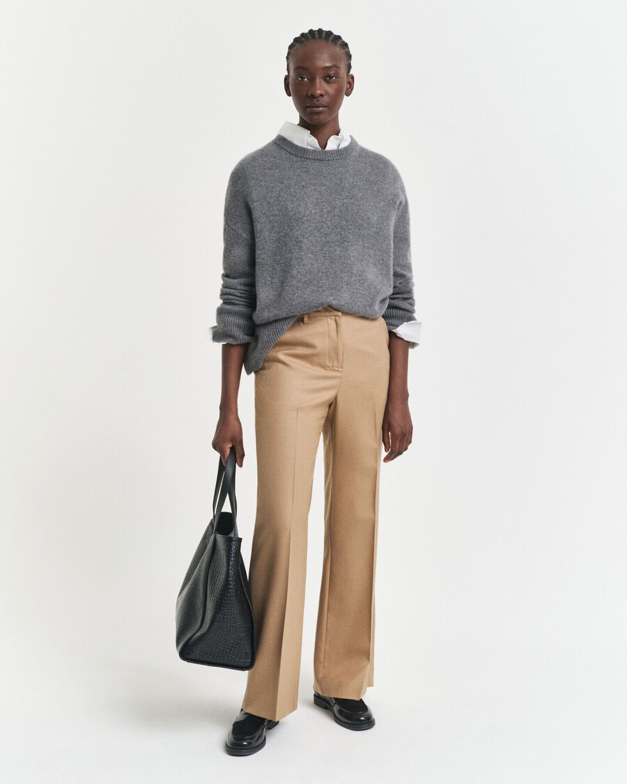 taillierte wollmischhose – warmes khaki
