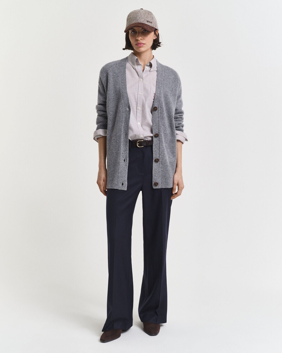 taillierte wollmischhose – abendblau