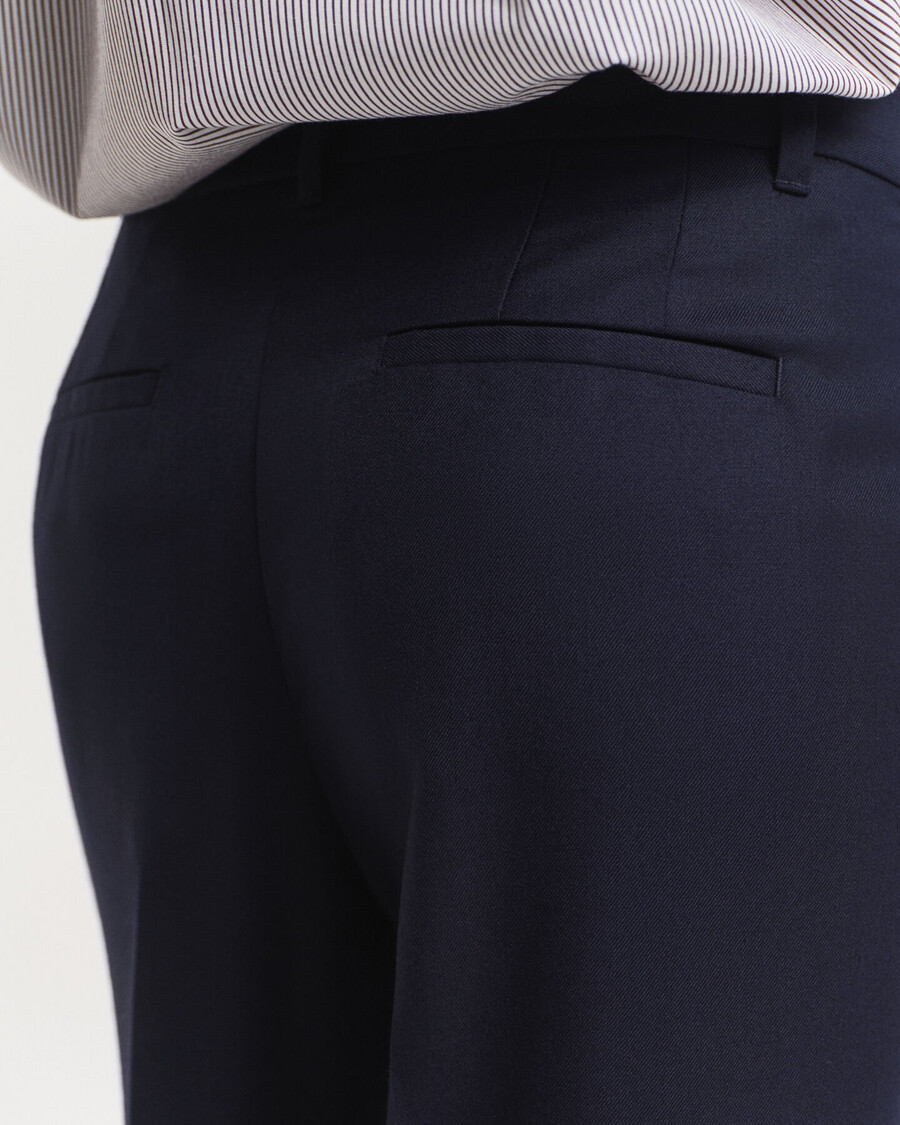 taillierte wollmischhose – abendblau