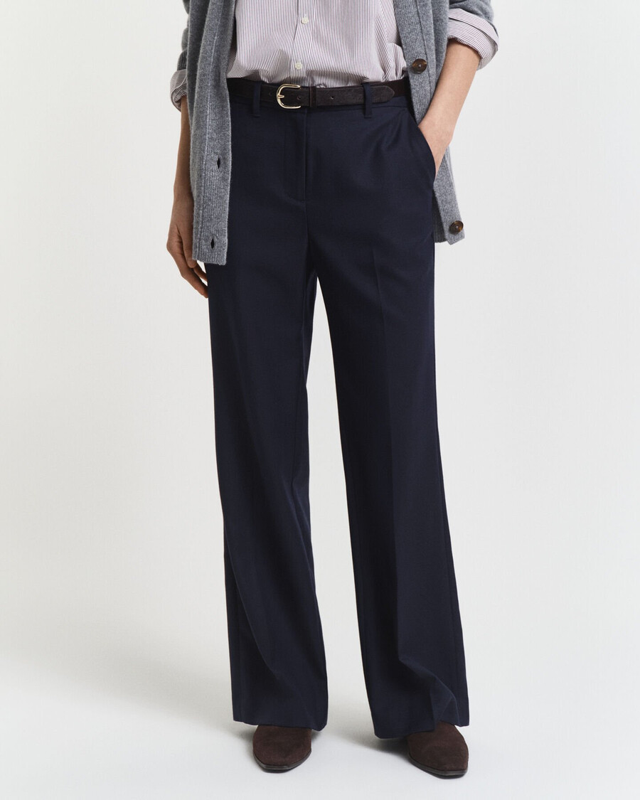 taillierte wollmischhose – abendblau