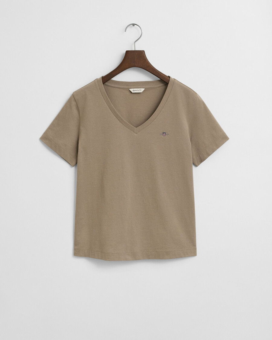 shield v-ausschnitt t-shirt – taupe beige