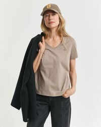 shield v-ausschnitt t-shirt – taupe beige