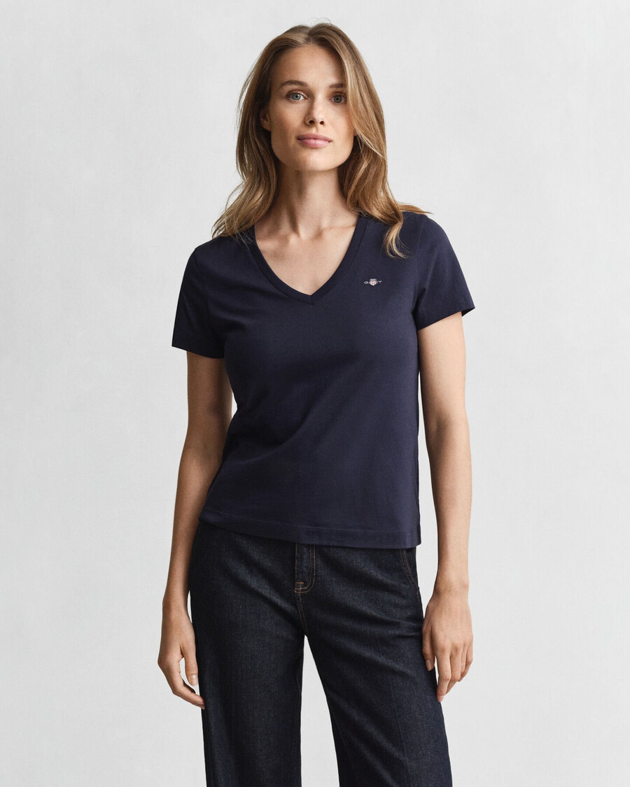 shield v-ausschnitt t-shirt – abendblau