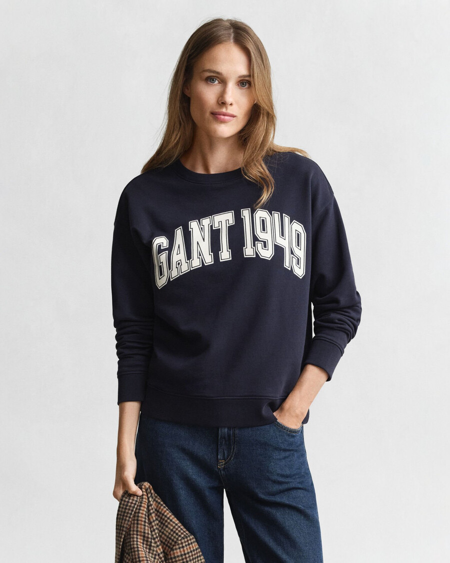 sweatshirt mit grafikprint und rundhalsausschnitt – marine