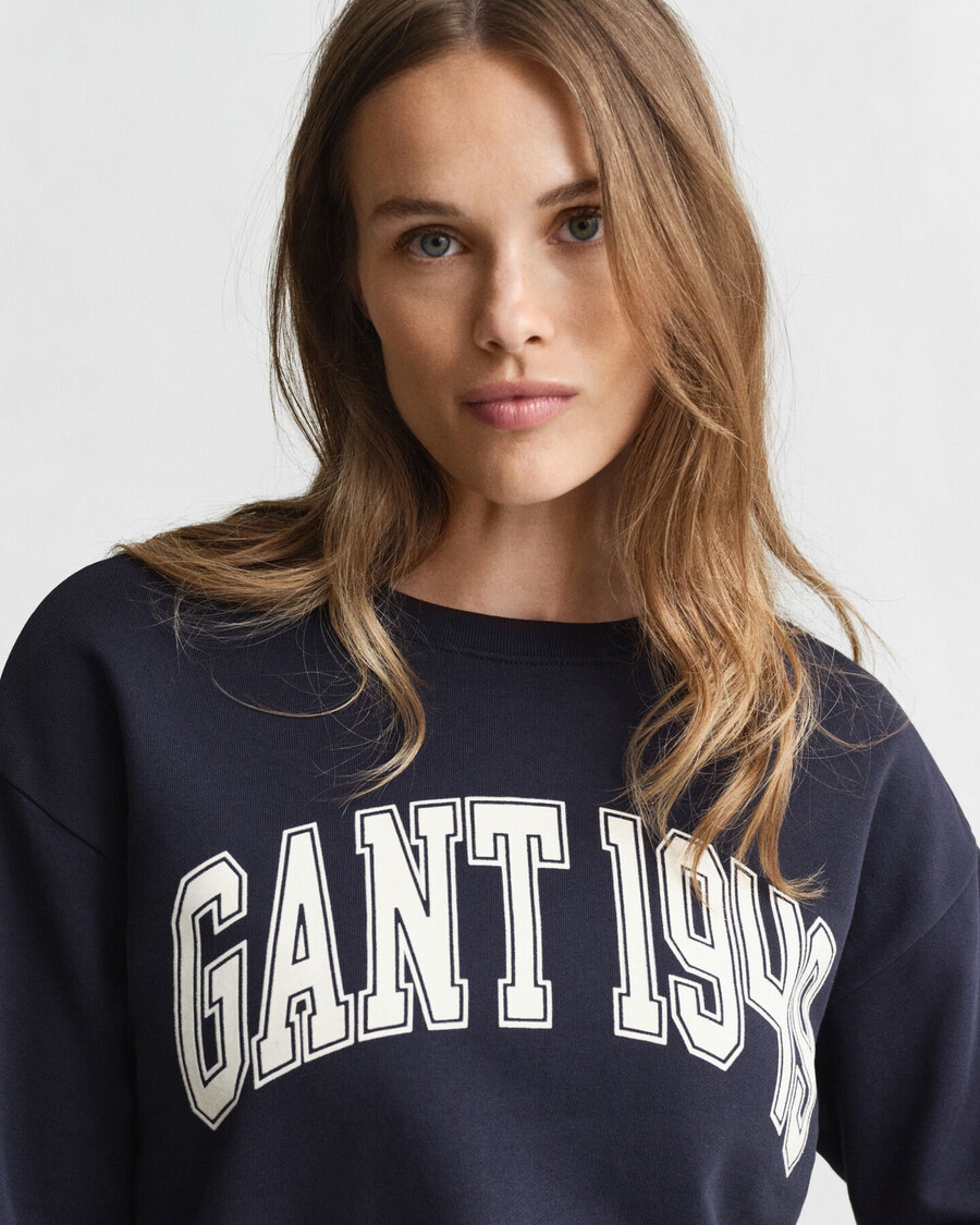 sweatshirt mit grafikprint und rundhalsausschnitt – marine