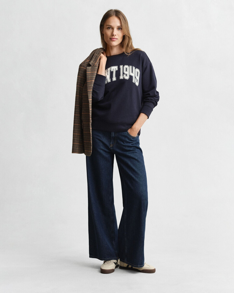 sweatshirt mit grafikprint und rundhalsausschnitt – marine