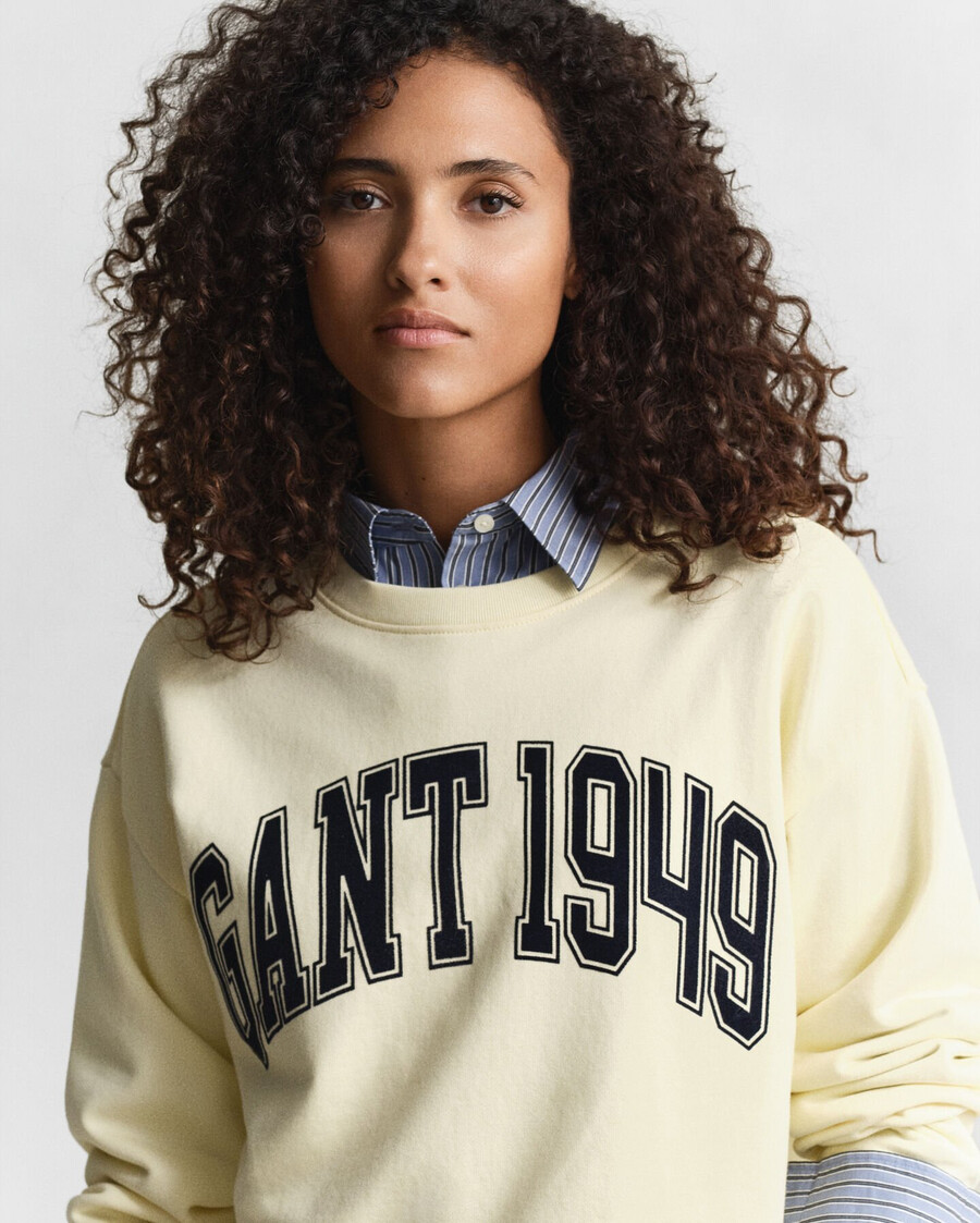 sweatshirt mit grafikprint und rundhalsausschnitt – vanillegelb