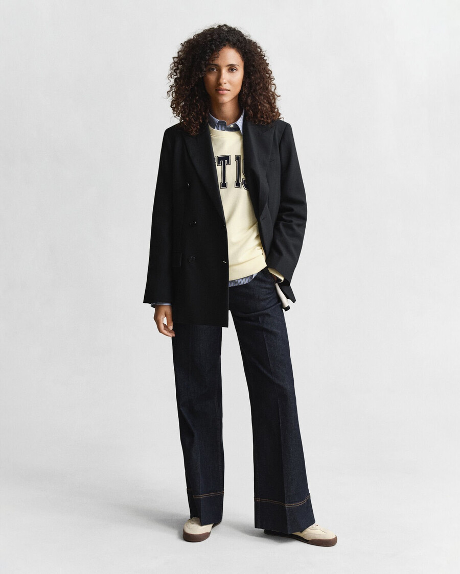 sweatshirt mit grafikprint und rundhalsausschnitt – vanillegelb