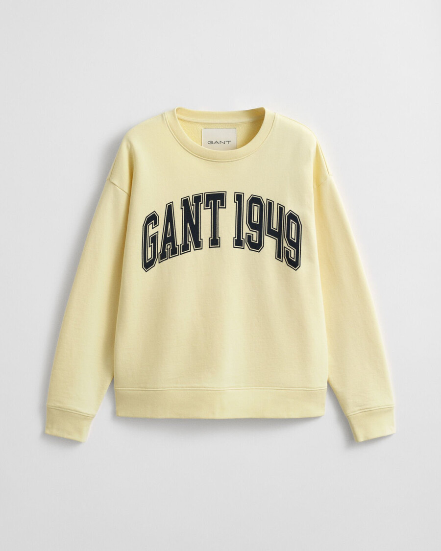 sweatshirt mit grafikprint und rundhalsausschnitt – vanillegelb