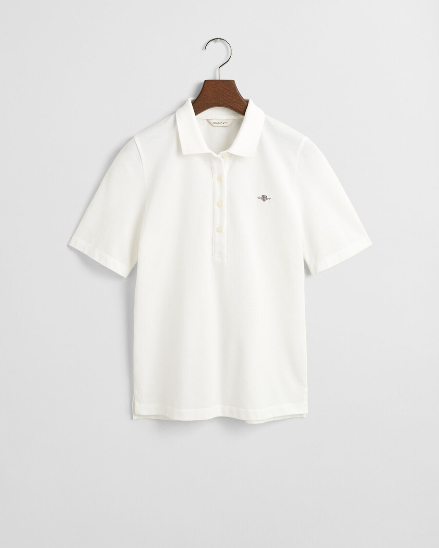 poloshirt aus piqué-stoff mit schildmuster – eierschale