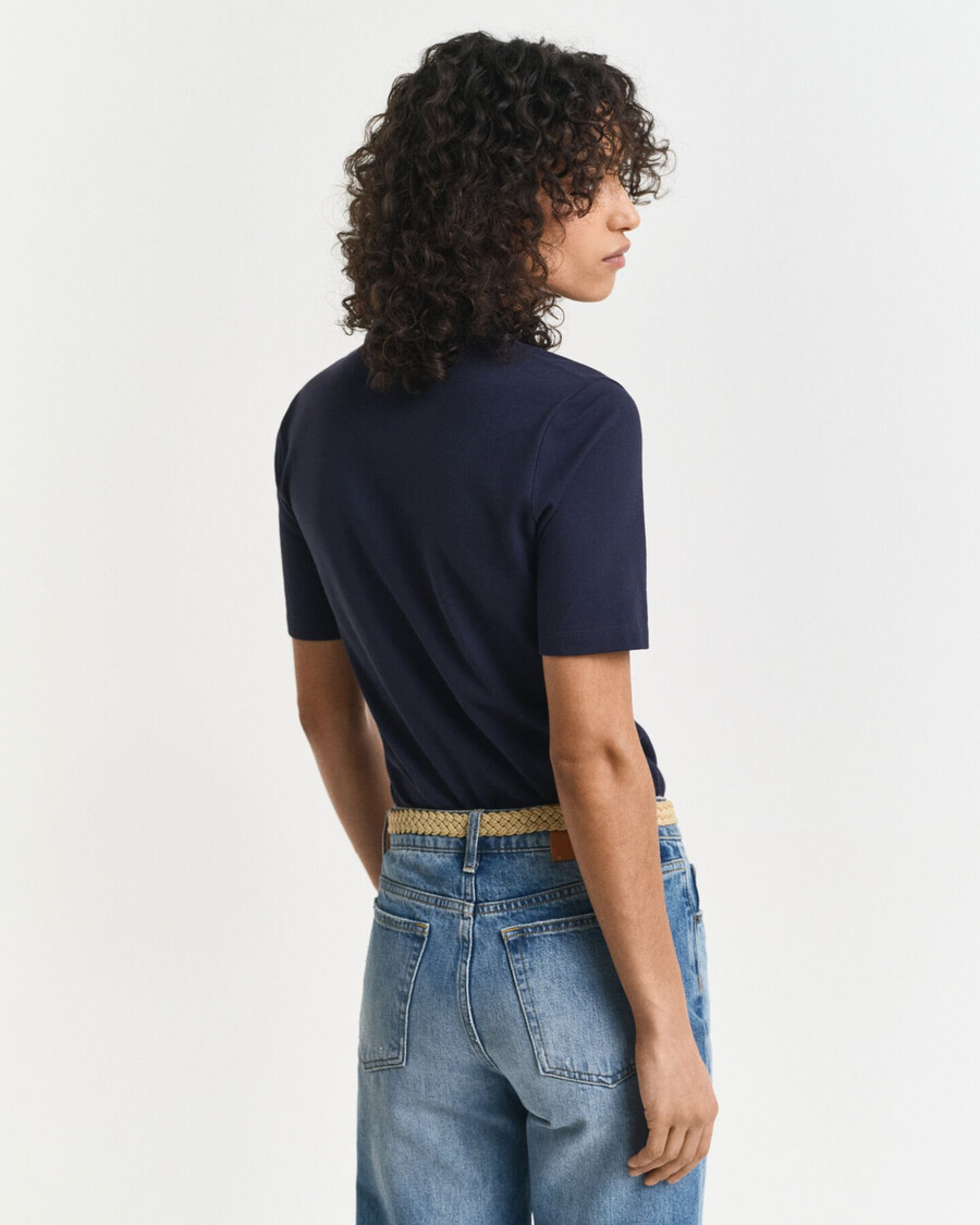 poloshirt aus piqué mit schildmuster – abendblau