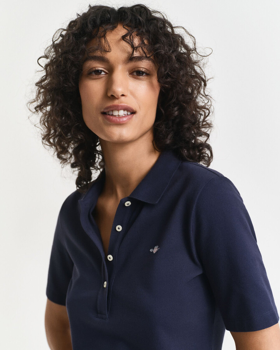 poloshirt aus piqué mit schildmuster – abendblau
