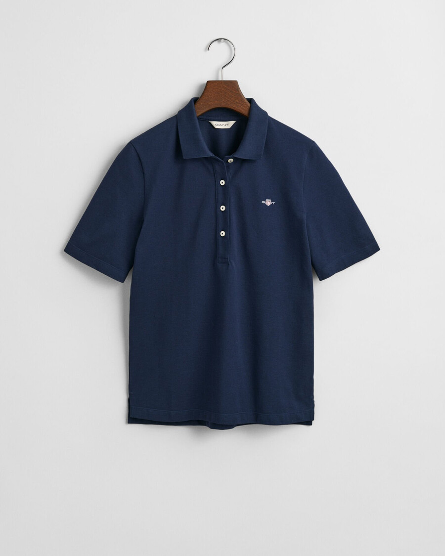 poloshirt aus piqué mit schildmuster – abendblau
