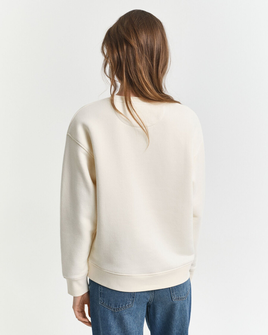 sweatshirt mit grafikprint und rundhalsausschnitt – creme