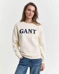 sweatshirt mit grafikprint und rundhalsausschnitt – creme
